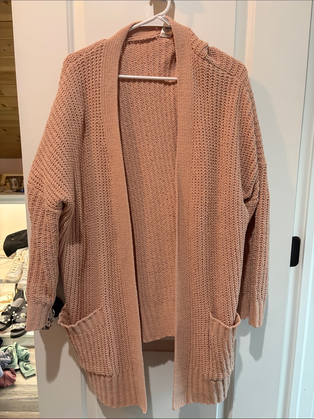 Serra Open-Front Knit Cardigan in Dusty Pink